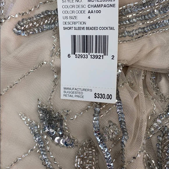 Champagne Aidan Mattox cocktail beaded dress - Picture 4 of 4